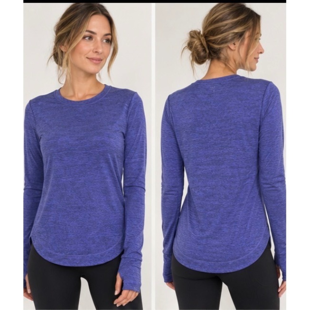 Athleta Purple Heather Long Sleeve Performance Top Thumbholes Medium